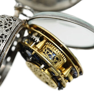 French silver pair-cased verge watch with alarm Circa 1710