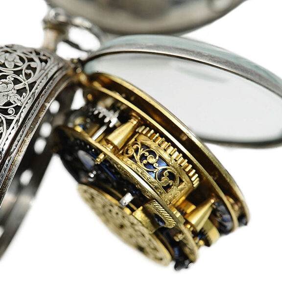 French silver pair-cased verge watch with alarm Circa 1710 French silver pair-cased verge watch with alarm Circa 1710