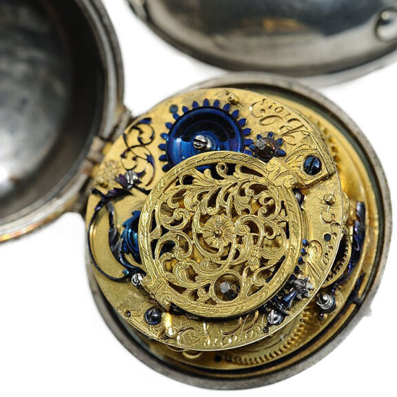 French silver pair-cased verge watch with alarm Circa 1710 French silver pair-cased verge watch with alarm Circa 1710