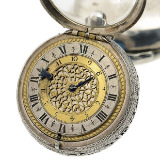 Swiss silver coach clock with self strike and alarm Circa 1675