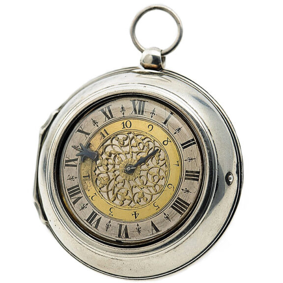 Swiss silver coach clock with self strike and alarm Circa 1675