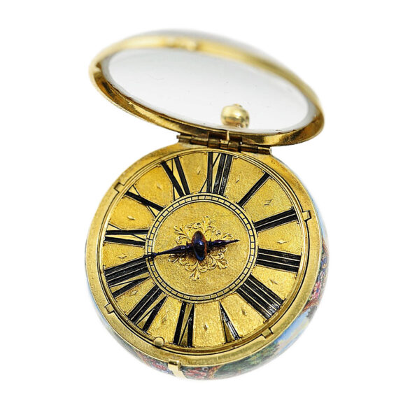 German single-hand gold and enamel pendant watch Circa 1680 German single-hand gold and enamel pendant watch Circa 1680