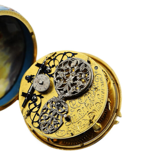 German single-hand gold and enamel pendant watch Circa 1680 German single-hand gold and enamel pendant watch Circa 1680