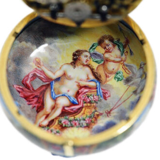 German single-hand gold and enamel pendant watch Circa 1680