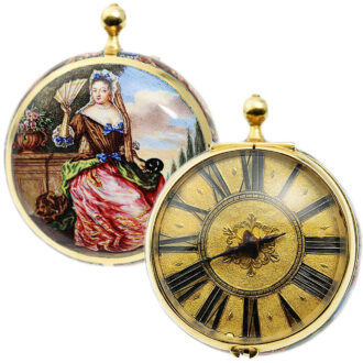 German single-hand gold and enamel pendant watch Circa 1680