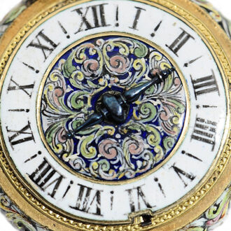 Swiss gold and enamel single-handed verge watch Circa 1660-1670