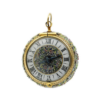 Swiss gold and enamel single-handed verge watch Circa 1660-1670