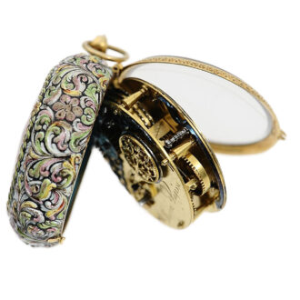 Swiss gold and enamel single-handed verge watch Circa 1660-1670