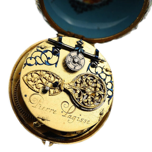 Swiss gold and enamel single-handed verge watch Circa 1660-1670 Swiss gold and enamel single-handed verge watch Circa 1660-1670