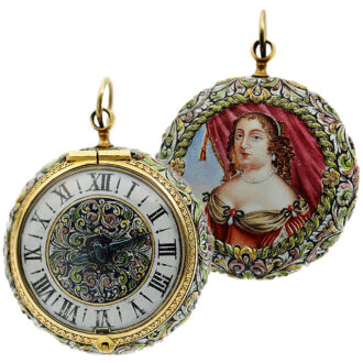Swiss gold and enamel single-handed verge watch Circa 1660-1670