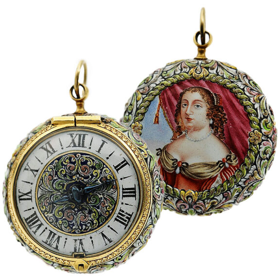 Swiss gold and enamel single-handed verge watch Circa 1660-1670