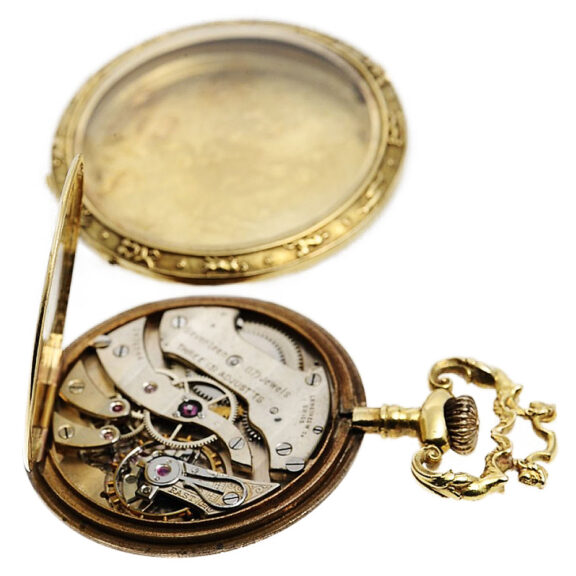 Swiss gold exquisitely decorated repoussé watch Circa 1909 Swiss gold exquisitely decorated repoussé watch Circa 1909