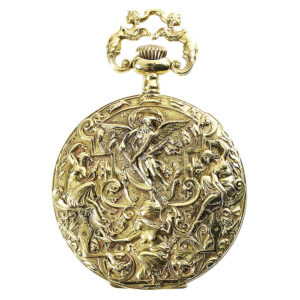 Swiss gold exquisitely decorated repoussé watch Circa 1909