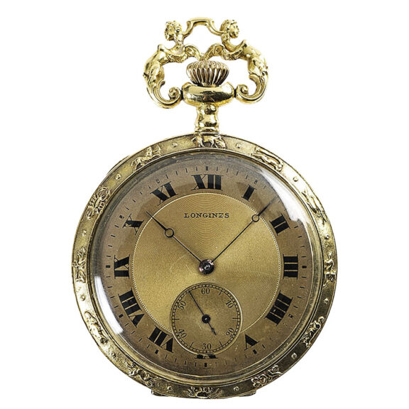 Swiss gold exquisitely decorated repoussé watch Circa 1909 Swiss gold exquisitely decorated repoussé watch Circa 1909