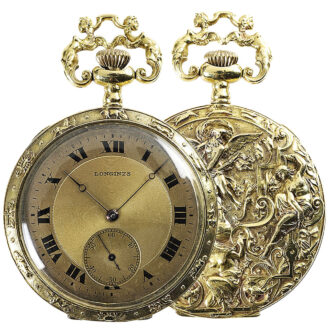 Swiss gold exquisitely decorated repoussé watch Circa 1909