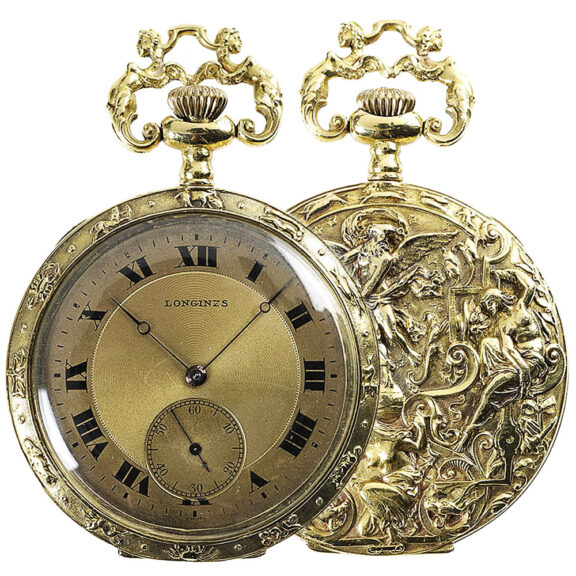 Swiss gold exquisitely decorated repoussé watch Circa 1909 Swiss gold exquisitely decorated repoussé watch Circa 1909