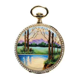 Austrian Art Nouveau-style hunting cased pocket watch Circa 1915