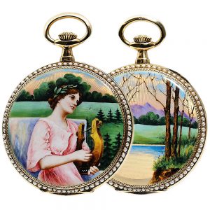 Austrian Art Nouveau-style hunting cased pocket watch Circa 1915