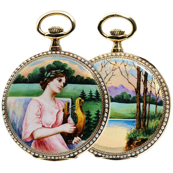 Austrian Art Nouveau-style hunting cased pocket watch Circa 1915