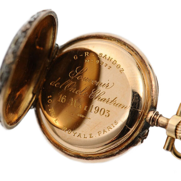 French pendant watch with matching bow brooch Circa 1900 French pendant watch with matching bow brooch Circa 1900