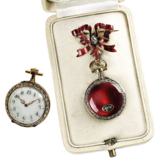 French pendant watch with matching bow brooch Circa 1900
