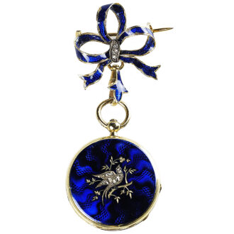 Swiss pendant watch with matching bow brooch Circa 1850