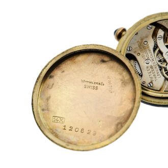Swiss gold Art Deco style pendant watch with chain Circa 1911