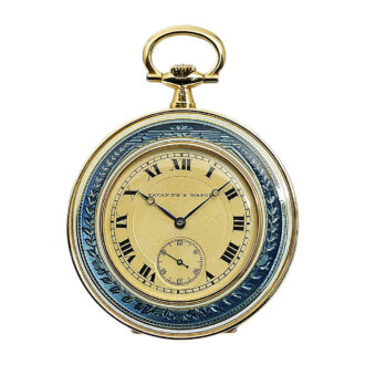 Swiss gold and light blue translucent enamel watch Circa 1910