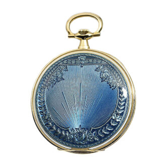 Swiss gold and light blue translucent enamel watch Circa 1910