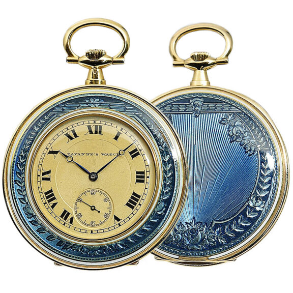 Swiss gold and light blue translucent enamel watch Circa 1910 Swiss gold and light blue translucent enamel watch Circa 1910