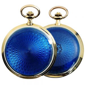Swiss thin gold enamel hunting cased pocket watch Circa 1910