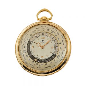 Swiss extremely rare gold world time pocket watch Circa 1947