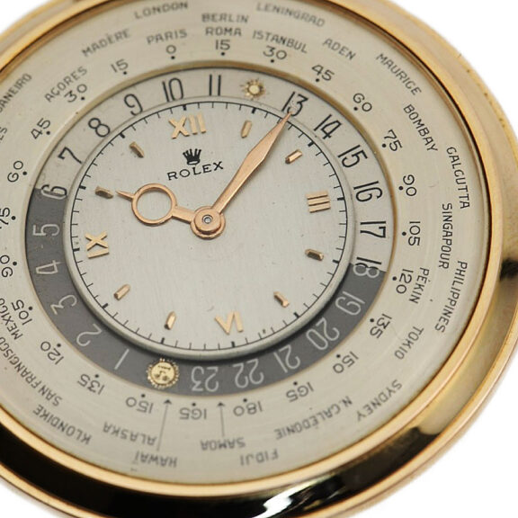 Swiss extremely rare gold world time pocket watch Circa 1947 Swiss extremely rare gold world time pocket watch Circa 1947