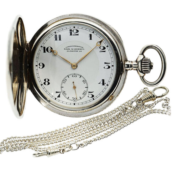 Rare German silver Glashütte hunting cased pocket watch Circa 1900