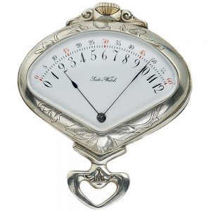 Swiss silver fan shaped Art Nouveau pocket watch Circa 1905