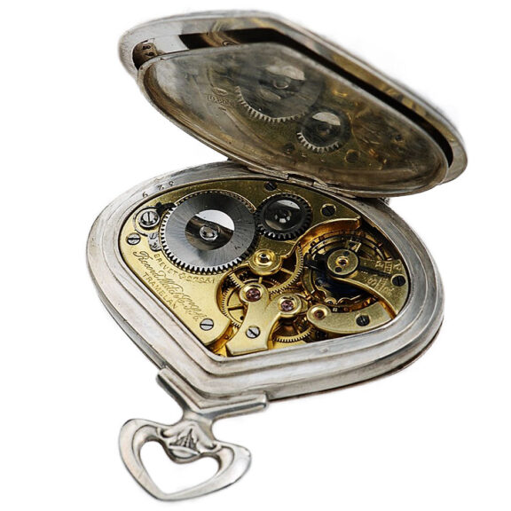 Swiss silver fan shaped Art Nouveau pocket watch Circa 1905 Swiss silver fan shaped Art Nouveau pocket watch Circa 1905