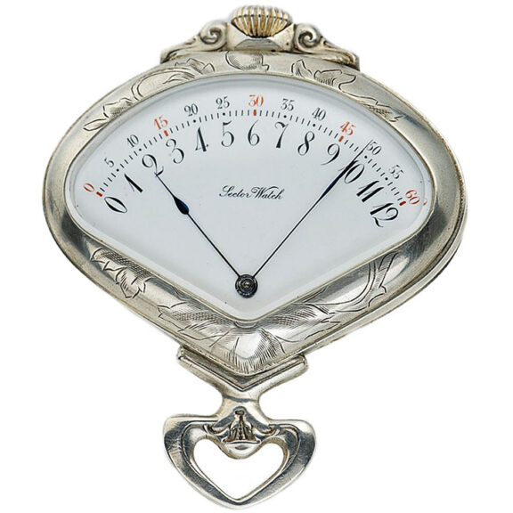 Swiss silver fan shaped Art Nouveau pocket watch Circa 1905 Swiss silver fan shaped Art Nouveau pocket watch Circa 1905