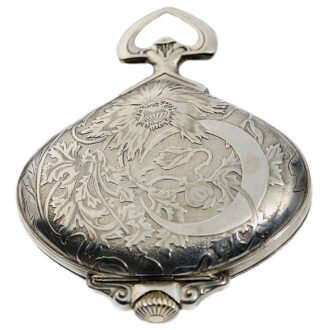 Swiss silver fan shaped Art Nouveau pocket watch Circa 1905 Swiss silver fan shaped Art Nouveau pocket watch Circa 1905