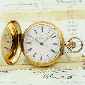 English gold hunting cased carousel deck watch Circa 1901
