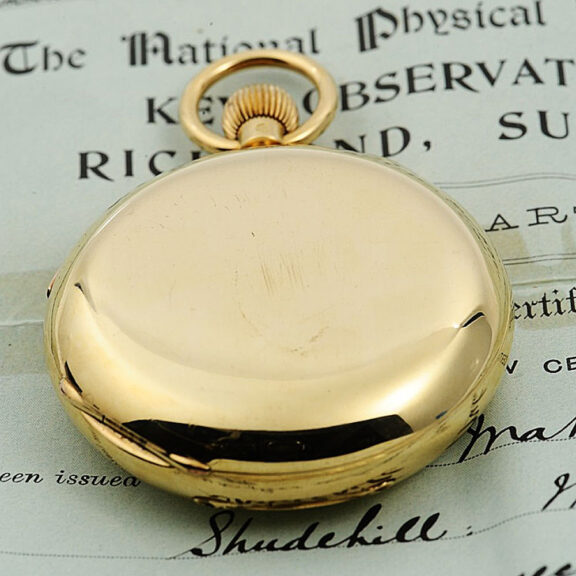English gold hunting cased carousel deck watch Circa 1901 English gold hunting cased carousel deck watch Circa 1901