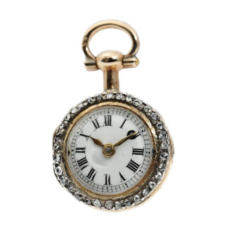 Swiss miniature cylinder watch and diamond gold ring Circa 1780