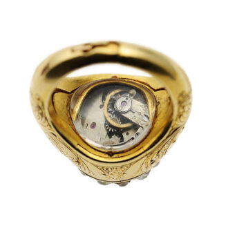 English diamond-set ring watch with original box Circa 1880