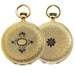 Swiss pocket watch with a rare two-coloured enamel dial Circa 1867