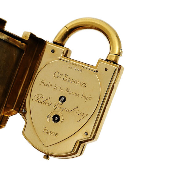 French diamond-set fob watch in the shape of a padlock Circa 1880 French diamond-set fob watch in the shape of a padlock Circa 1880