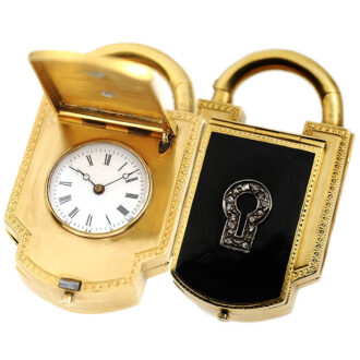 French diamond-set fob watch in the shape of a padlock Circa 1880
