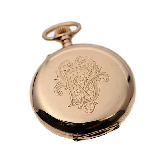 Swiss pink gold pocket fob watch with watch chain Circa 1905 Swiss pink gold pocket fob watch with watch chain Circa 1905