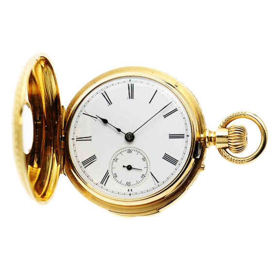 Swiss half hunting cased quarter repeating pocket watch Circa 1880 Swiss half hunting cased quarter repeating pocket watch Circa 1880