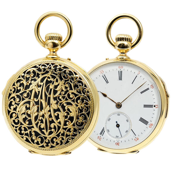 French decorative quarter repeating pendant watch Circa 1900