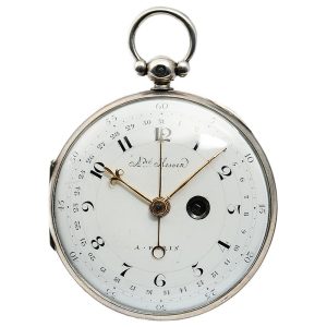 French pocket watch with date and oversized barrel Circa 1790