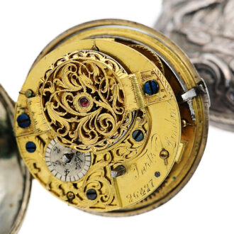 English pair-cased pocket watch with repoussé decoration Circa 1750